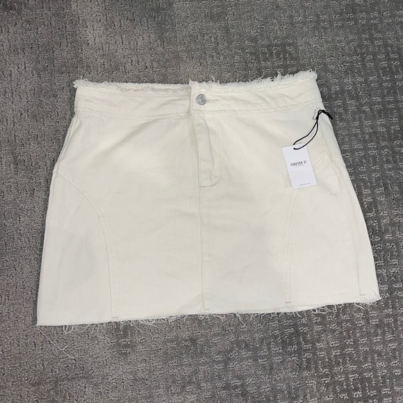 Cream Jean High Waisted Skirt - Picture 2 of 4